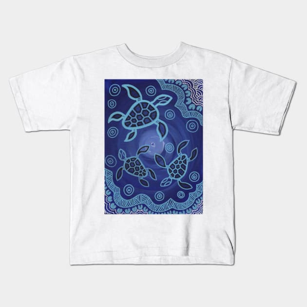 Aboriginal Art - Sea Turtles 3 Kids T-Shirt by hogartharts